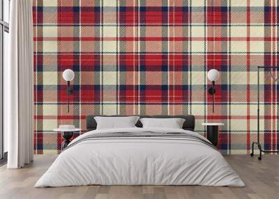 A seamless fabric texture check plaid pattern perfect for backgrounds, textiles, and design projects Wall mural