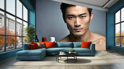 Asian male model showcasing men's beauty products, Asian, male, model, menswear, grooming, skincare, cosmetics Wall mural