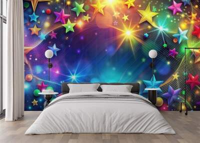 Colorful abstract background with bright shapes, lights, stars and patterns, abstract, colorful, bright, shapes Wall mural