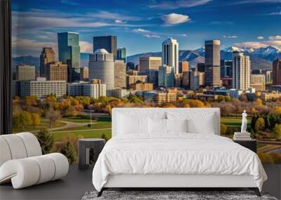 Denver skyline panorama at high resolution , Denver, Colorado, skyline, panorama, cityscape, buildings Wall mural