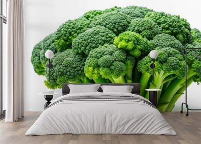 Fresh green broccoli close up on white background, broccoli, green, vegetable, healthy, organic, food, nutrition, diet Wall mural