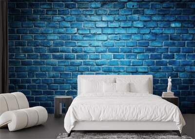 Grunge brick wall with a blue texture on a navy blue background Wall mural