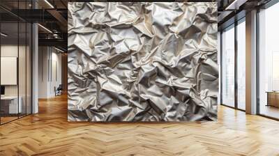 Light metal texture background of crumpled aluminum sheet or stainless steel for industrial design projects Wall mural