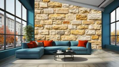 Natural background of light old stone wall texture with vintage charm Wall mural