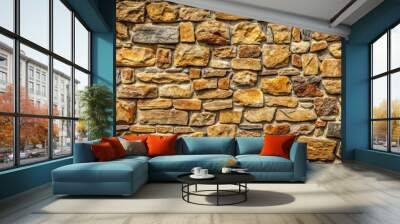 Rugged stone wall texture background pattern perfect for rustic or industrial design projects Wall mural