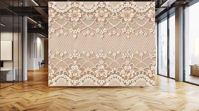 Seamless and lace fabric texture with a soft vintage material pattern, lace, fabric, seamless Wall mural