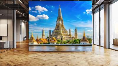 Thai temple Wat Arun in Bangkok against blue sky, Thailand, Bangkok, Wat Arun, temple, Thai, architecture, landmark Wall mural