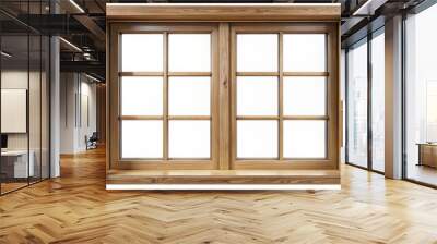 Wooden window isolated on white background with detailed design Wall mural