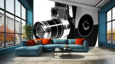 Large halftone vintage movie camera with a transparent background Wall mural