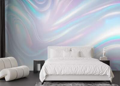 Holographic background seamless trendy iridescent light foil texture. Soft holographic pastel unicorn marble background pattern. Modern pearlescent blurry abstract swirl illustration.	
 Wall mural