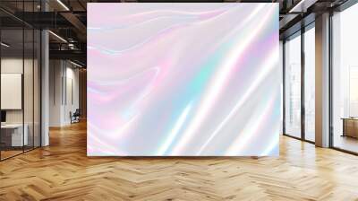 Holographic background seamless trendy iridescent light foil texture. Soft holographic pastel unicorn marble background pattern. Modern pearlescent blurry abstract swirl illustration.	
 Wall mural