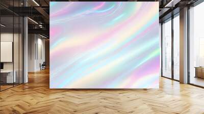 Holographic background seamless trendy iridescent light foil texture. Soft holographic pastel unicorn marble background pattern. Modern pearlescent blurry abstract swirl illustration.	
 Wall mural