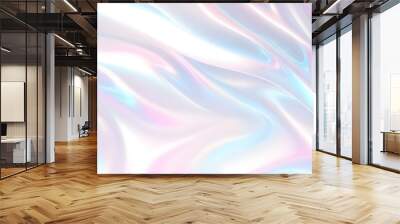 Holographic background seamless trendy iridescent light foil texture. Soft holographic pastel unicorn marble background pattern. Modern pearlescent blurry abstract swirl illustration.	
 Wall mural