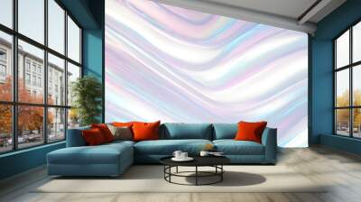 Holographic background seamless trendy iridescent light foil texture. Soft holographic pastel unicorn marble background pattern. Modern pearlescent blurry abstract swirl illustration.	
 Wall mural