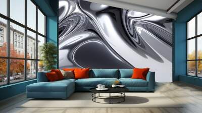 Holographic sleek silver metallic surface with smooth curves. high-resolution modern and elegant design for digital art and backgrounds Wall mural