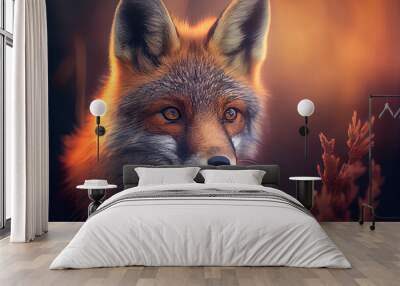 red fox in the wild Wall mural