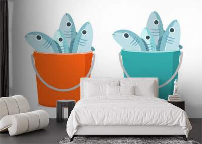 bucket of fish with good quality and good design Wall mural