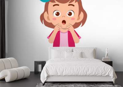 cute kid teen girl show facial expression Wall mural