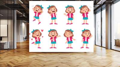 cute kid with many gesture expression set Wall mural