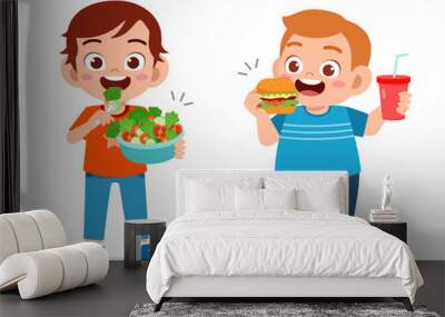 cute kids boys healthy an unhealthy set Wall mural