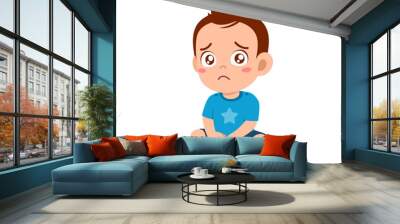 cute little baby boy show sad expression and cry Wall mural