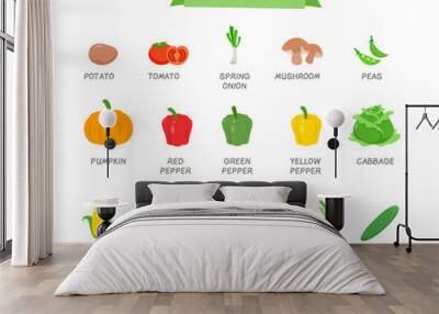 cute word vocabulary good food vegetable set Wall mural