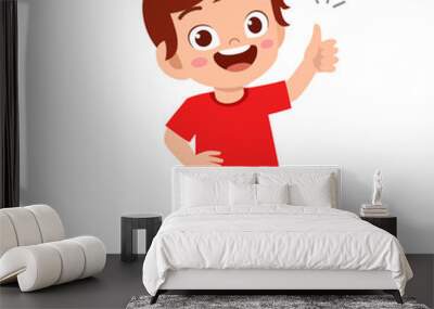 happy cute kid boy with thumb up sign Wall mural