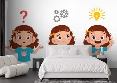 happy cute kid girl search idea process Wall mural