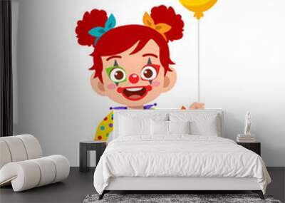 happy cute little kid boy and girl celebrate halloween wears clown costume Wall mural