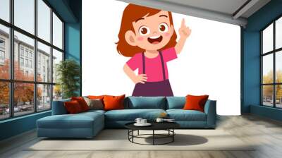 happy cute little kid girl with idea lamp sign Wall mural