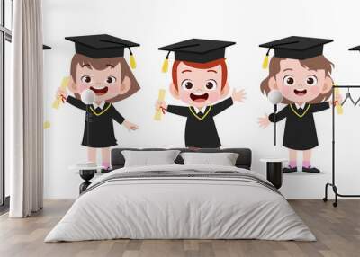 happy kids graduation vector illustration isolated Wall mural