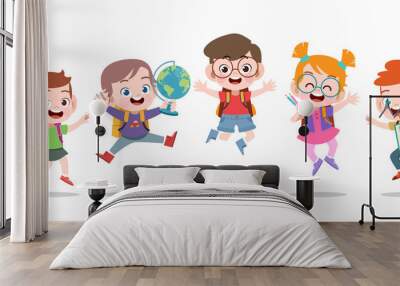 happy kids jumping vector illustration isolated Wall mural