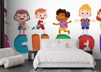 happy school kid Wall mural