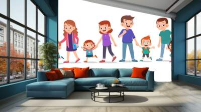 kids with parent vector set bundle Wall mural