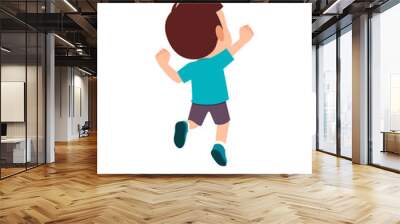 little kid jump and feel happy, back view Wall mural