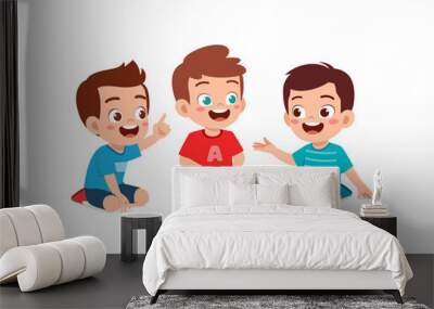 little kids sit together with friend on the floor Wall mural