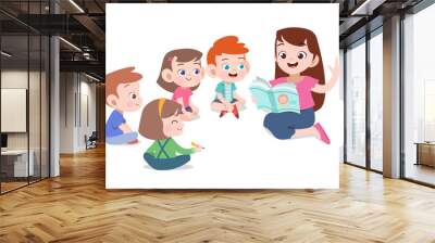 teacher read story to student vector illustration Wall mural