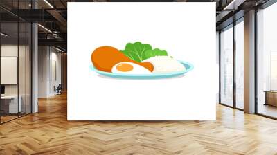 vector of fresh and warm hand made breakfast meal Wall mural