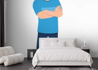 young good looking man doing arm crossed pose with confident Wall mural