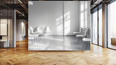 White waiting room interior in open space office, Generative AI Wall mural