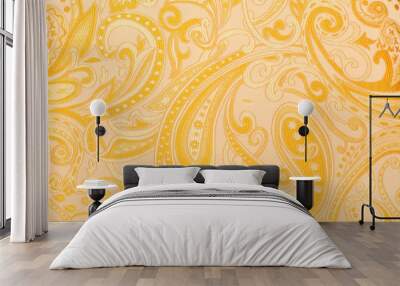 Yellow fabric  with pattern. Wall mural