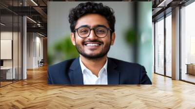 Businessman Smiling During Tech Discussion Wall mural