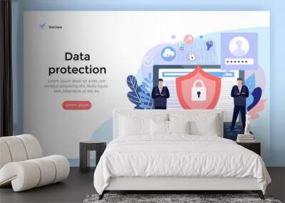 Data protection and cyber security concept illustration, perfect for web design, banner, mobile app, landing page, vector flat design. Wall mural