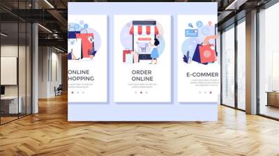 Online shopping banner, mobile app templates, concept vector illustration flat design Wall mural