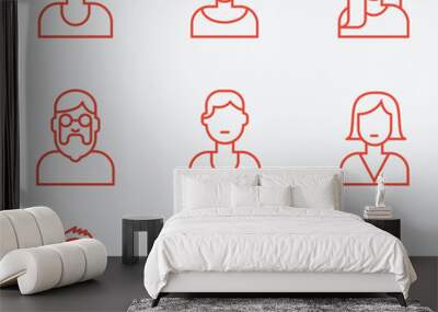 People icons, thin line style, flat design Wall mural