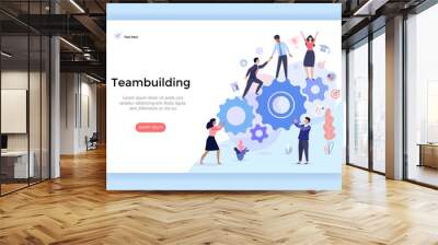 Teambuilding concept illustration, perfect for web design, banner, mobile app, landing page, vector flat design Wall mural