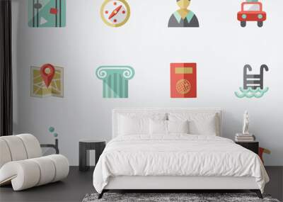 Travel and hotel icons Wall mural