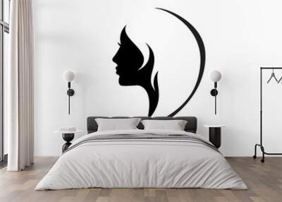 Beautiful woman face icon Wall mural