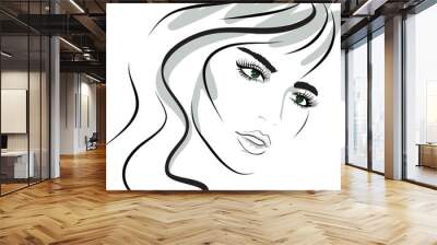 beauty girl face. design elements. Wall mural