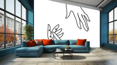 two hands line art drawing Wall mural